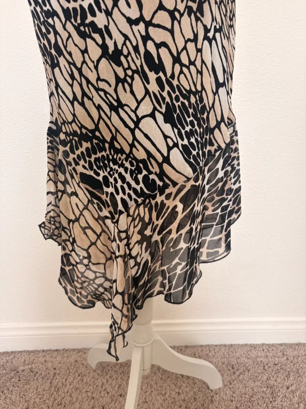 L’Amade Animal Print Asymmetrical Layered Hem Skirt | Medium
